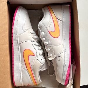 Nike White Sneakers with Pink and Orange Accents